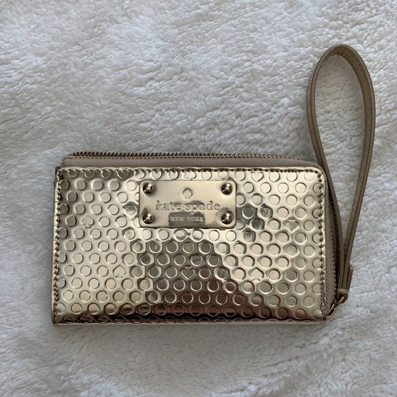 kate spade Handbags - KATE SPADE Gold Wristlet/Wallet NWOT